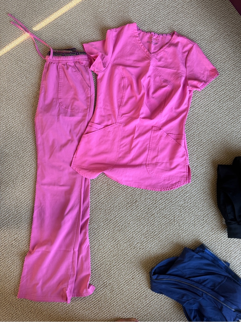 HeartSoul Women's Hot Pink Boot Cut Scrub Set